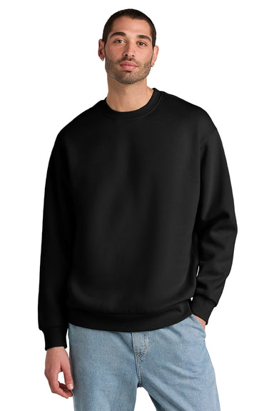 District DT6154 Mens V.I.T. Fleece Crewneck Sweatshirt Black Model Front