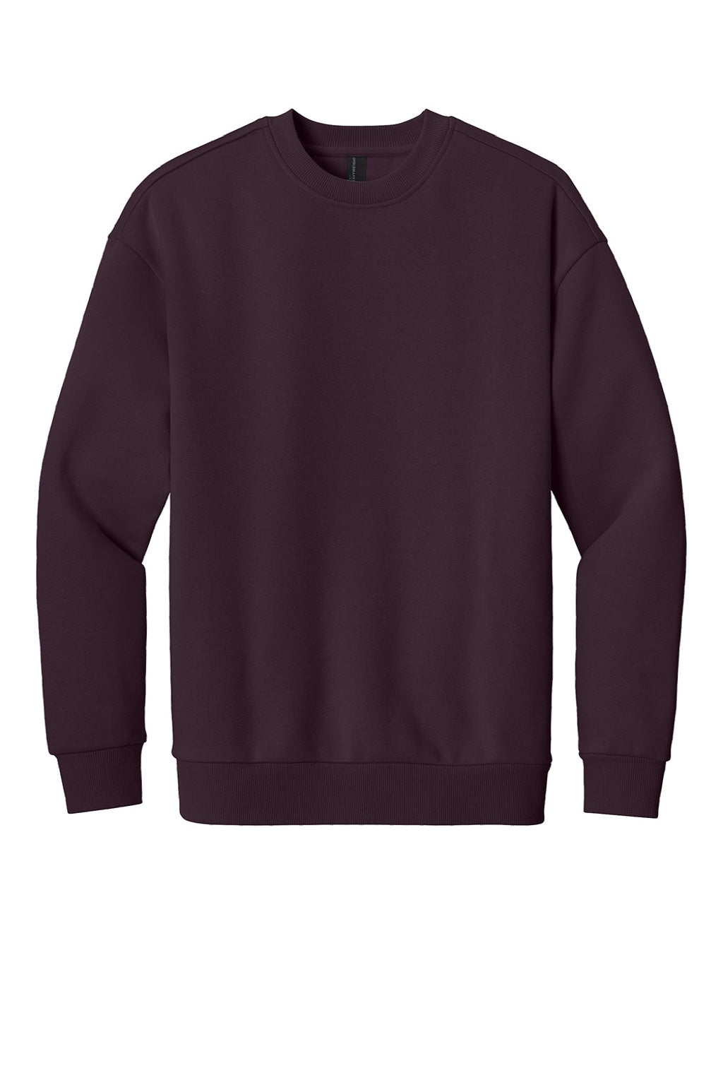 District DT6154 Mens V.I.T. Fleece Crewneck Sweatshirt Bordeaux Flat Front
