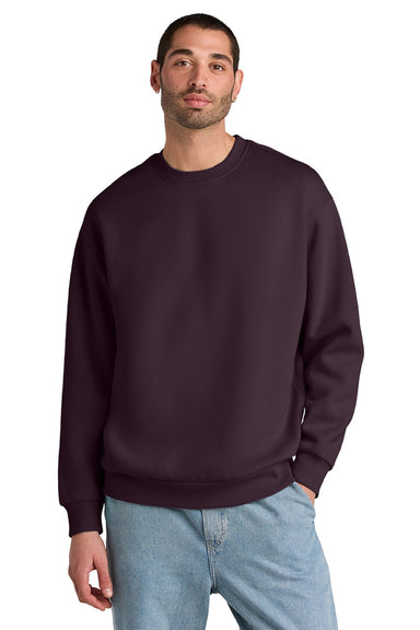 District DT6154 Mens V.I.T. Fleece Crewneck Sweatshirt Bordeaux Model Front