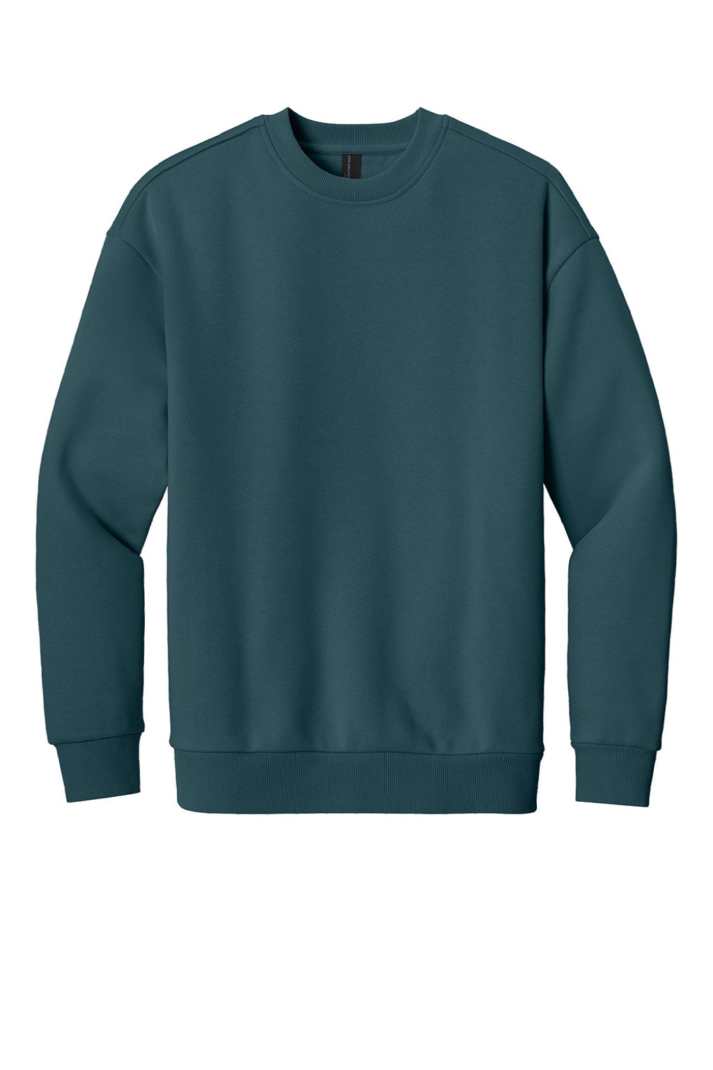 District DT6154 Mens V.I.T. Fleece Crewneck Sweatshirt Deep Cyan Blue Flat Front