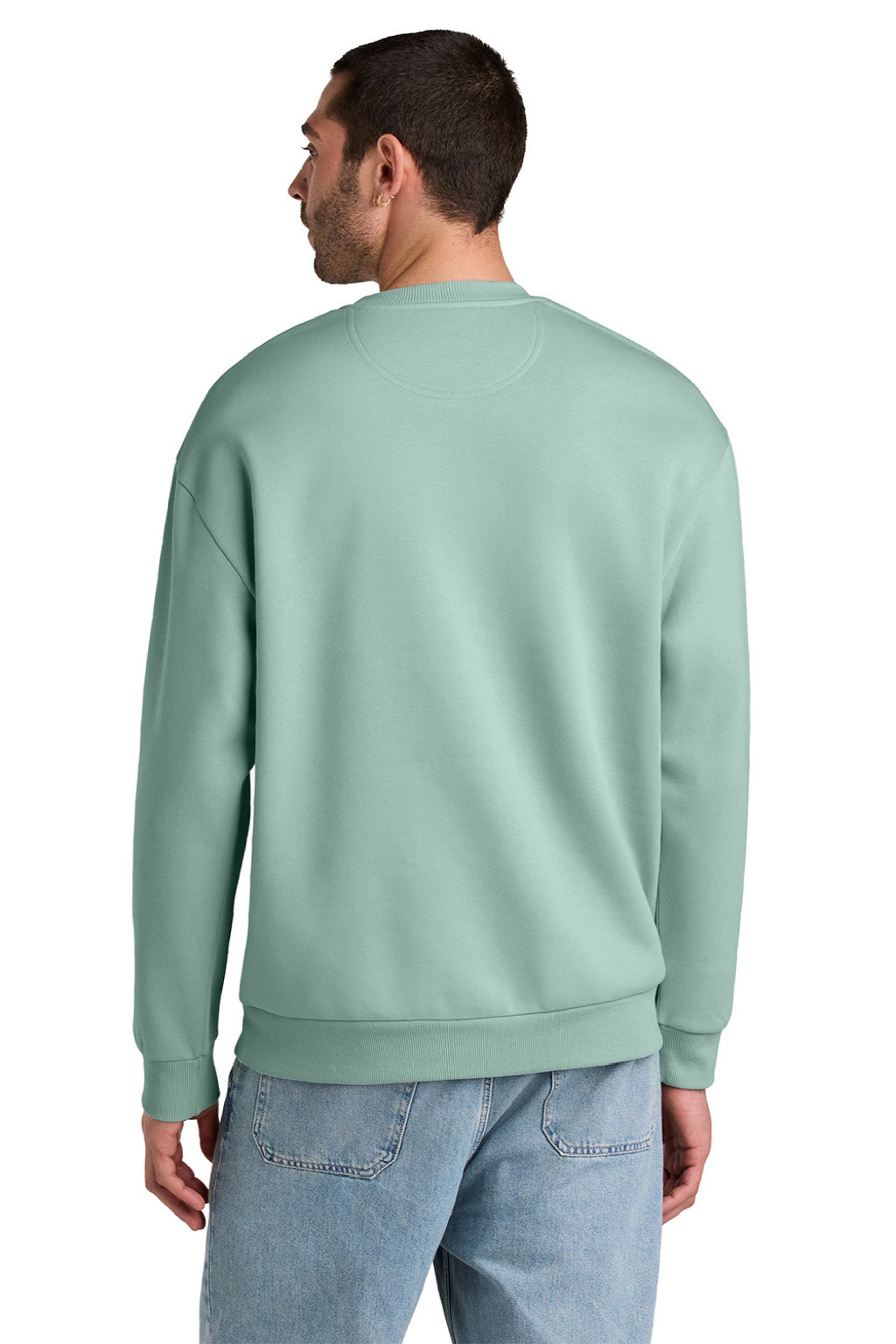 District DT6154 Mens V.I.T. Fleece Crewneck Sweatshirt Dusty Sage Green Model Back