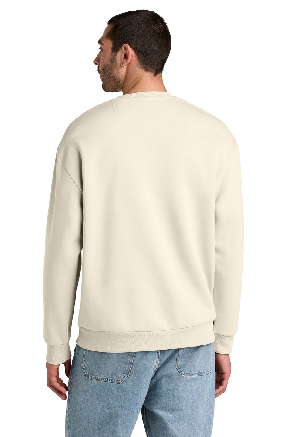 District DT6154 Mens V.I.T. Fleece Crewneck Sweatshirt Griege Model Back
