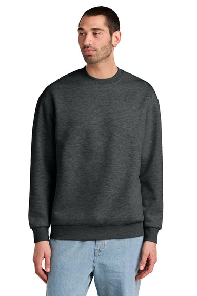 District DT6154 Mens V.I.T. Fleece Crewneck Sweatshirt Heather Charcoal Grey Model Front