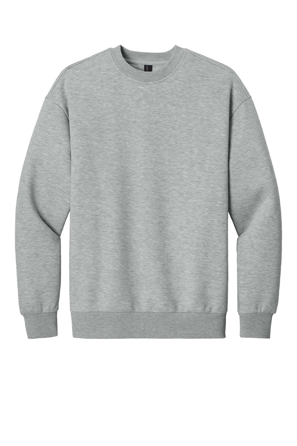 District DT6154 Mens V.I.T. Fleece Crewneck Sweatshirt Heather Light Grey Flat Front