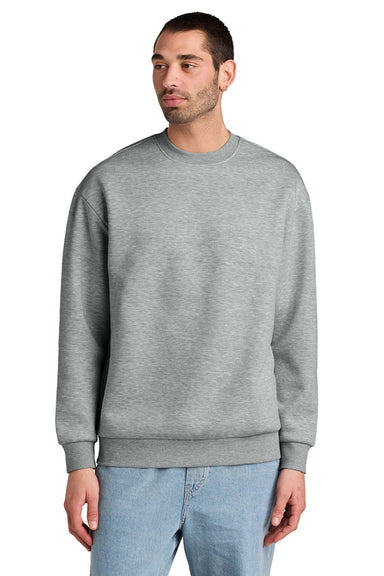 District DT6154 Mens V.I.T. Fleece Crewneck Sweatshirt Heather Light Grey Model Front