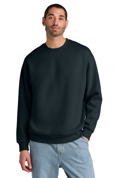 District DT6154 Mens V.I.T. Fleece Crewneck Sweatshirt Navy Blue Model Front