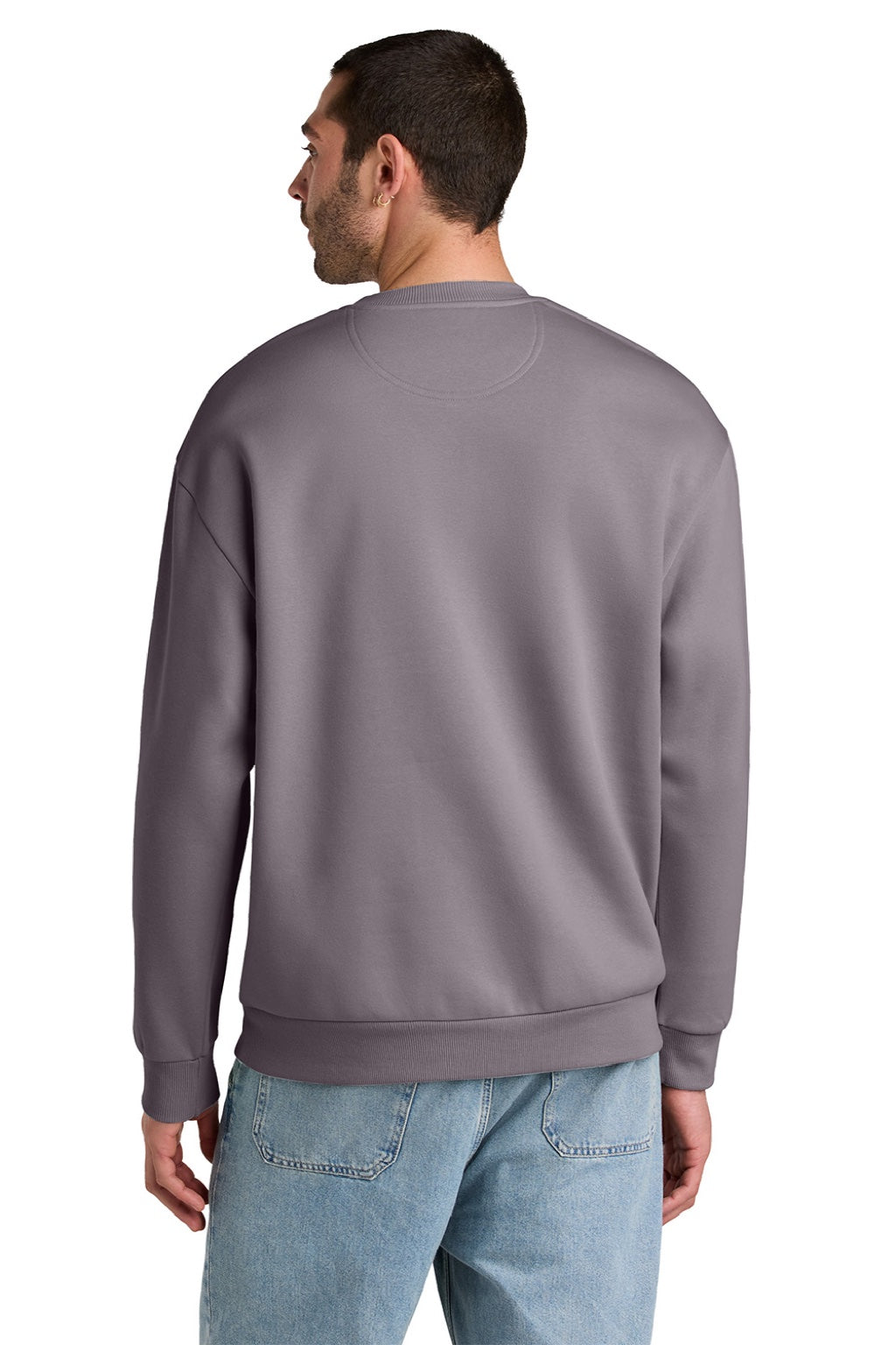 District DT6154 Mens V.I.T. Fleece Crewneck Sweatshirt Smoky Amethyst Purple Model Back