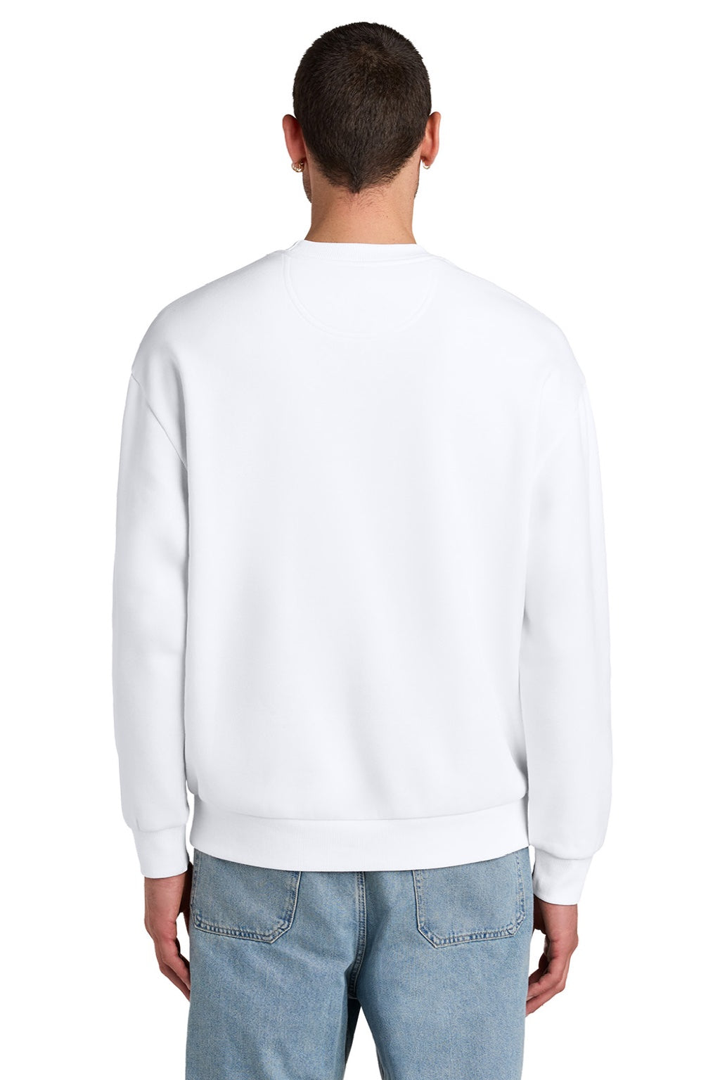 District DT6154 Mens V.I.T. Fleece Crewneck Sweatshirt White Model Back