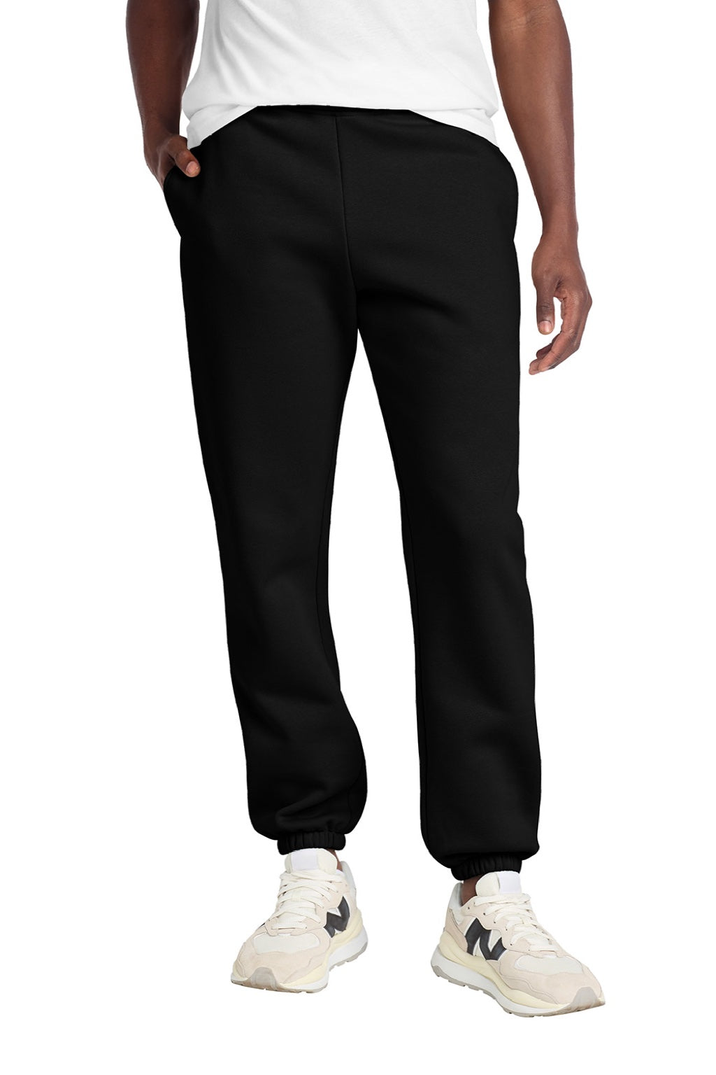 District DT6162 Mens V.I.T. Fleece Sweatpants w/ Pockets Black Model Front