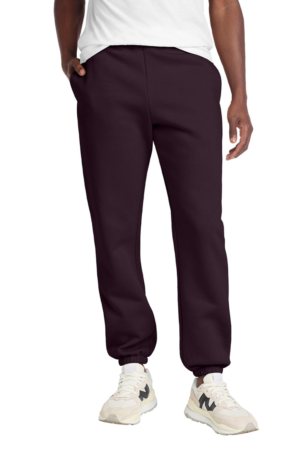 District DT6162 Mens V.I.T. Fleece Sweatpants w/ Pockets Bordeaux Model Front