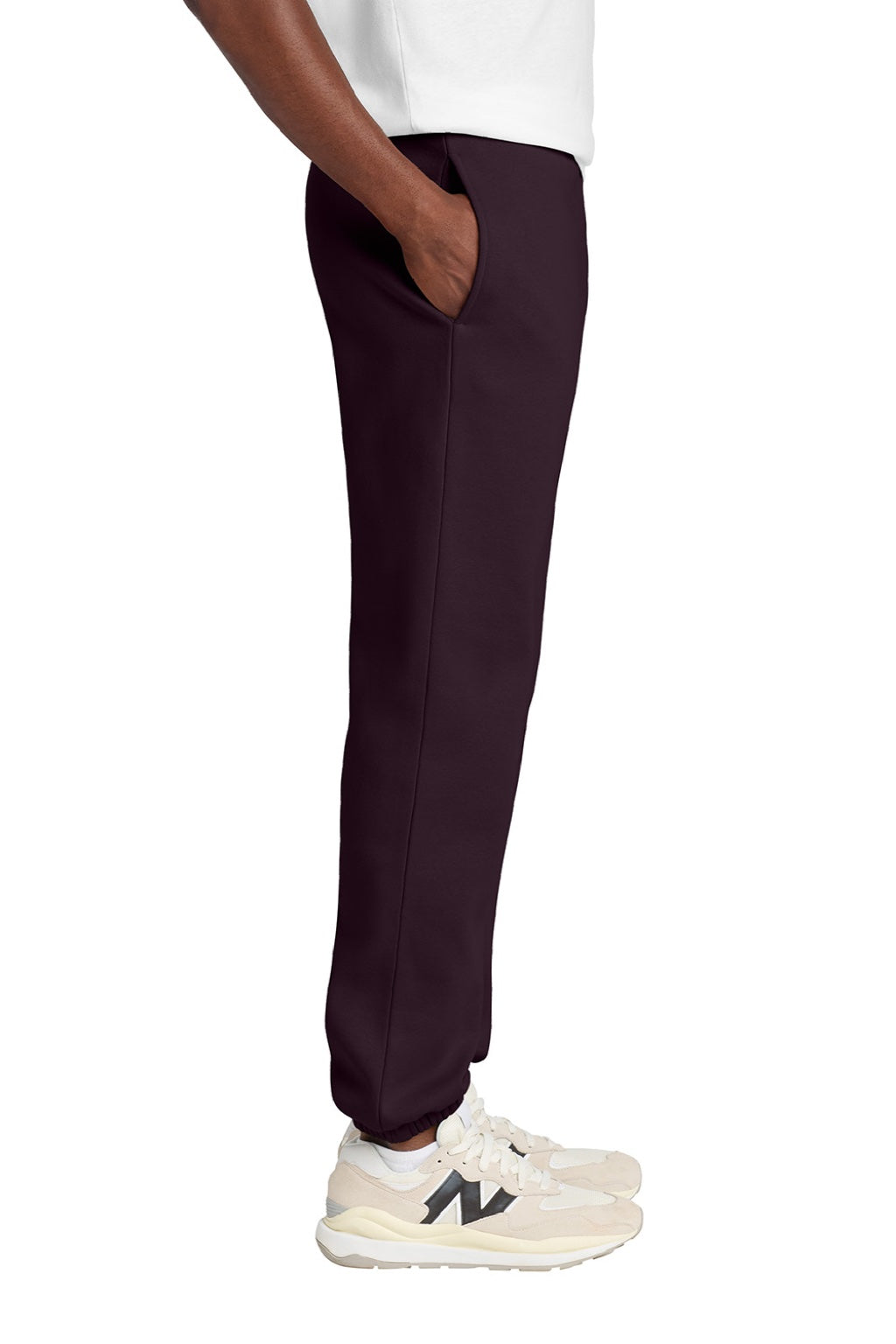 District DT6162 Mens V.I.T. Fleece Sweatpants w/ Pockets Bordeaux Model Side