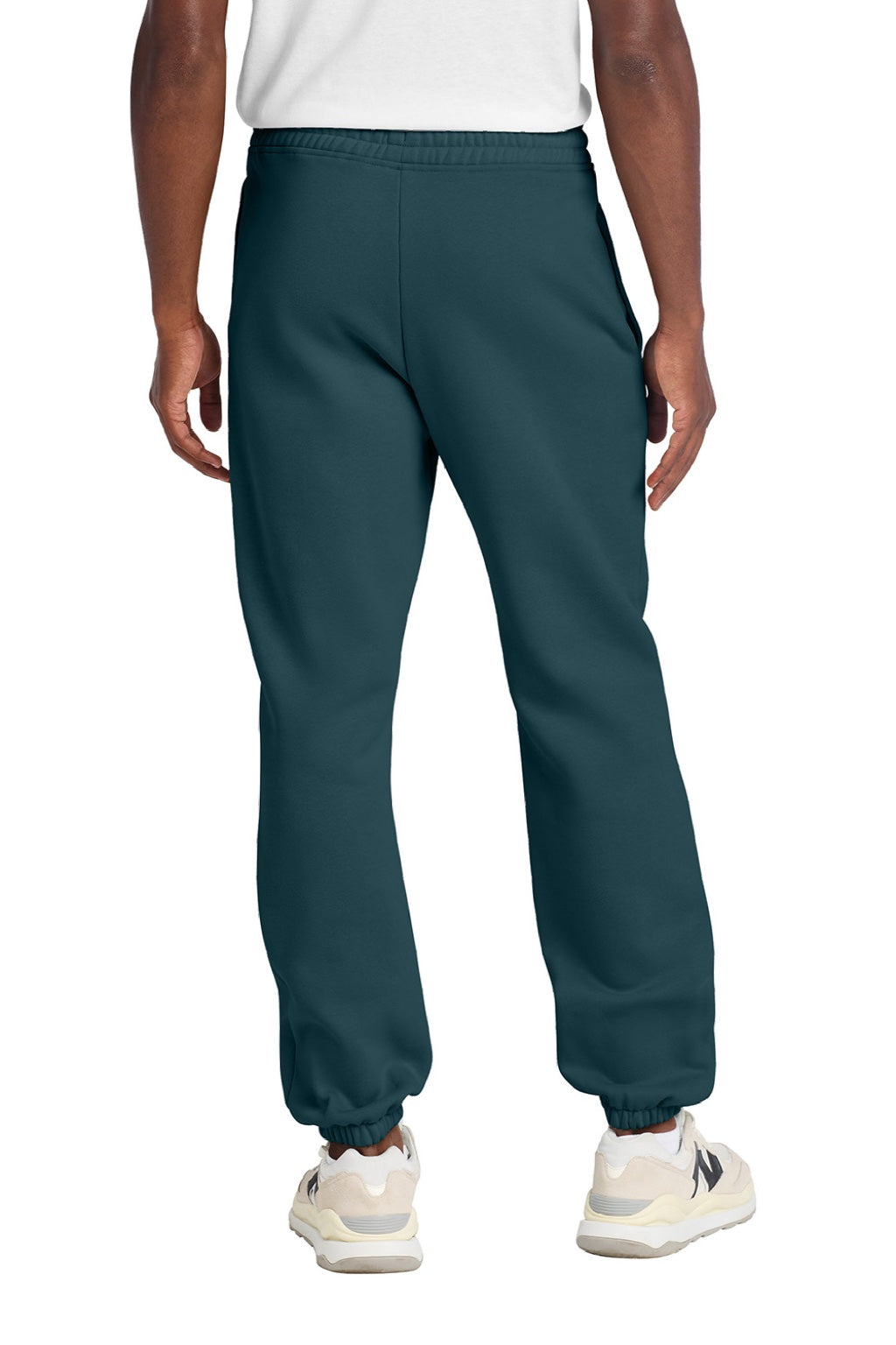 District DT6162 Mens V.I.T. Fleece Sweatpants w/ Pockets Deep Cyan Blue Model Back