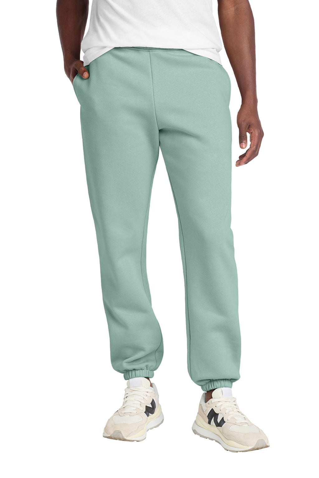 District DT6162 Mens V.I.T. Fleece Sweatpants w/ Pockets Dusty Sage Green Model Front