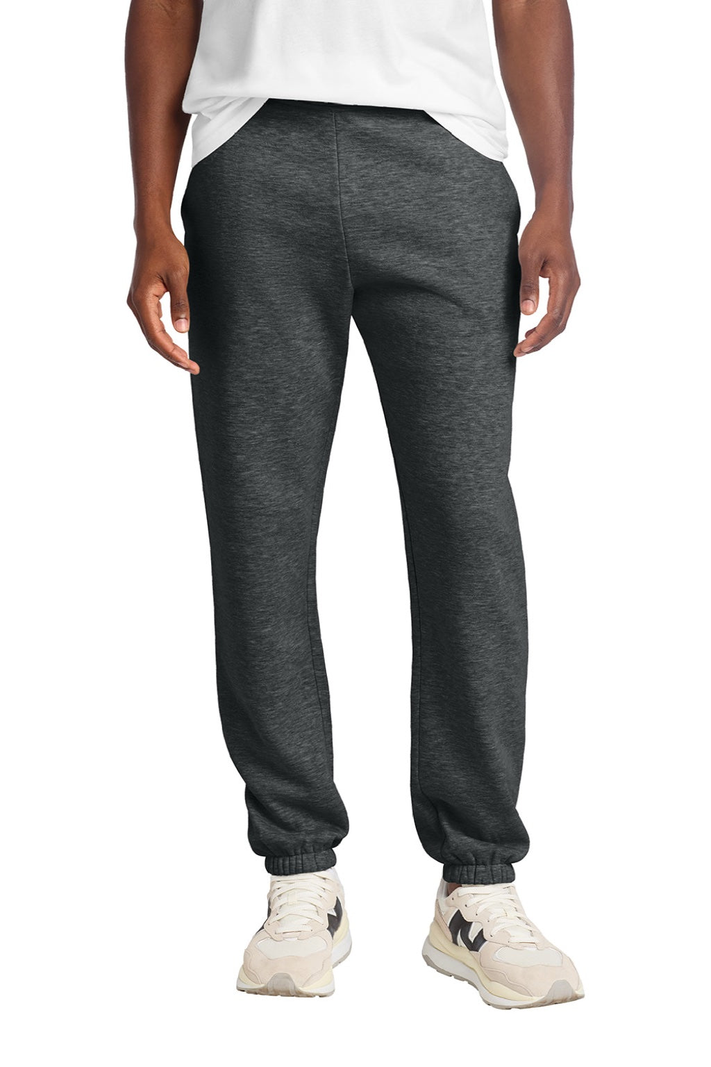 District DT6162 Mens V.I.T. Fleece Sweatpants w/ Pockets Heather Charcoal Grey Model Front