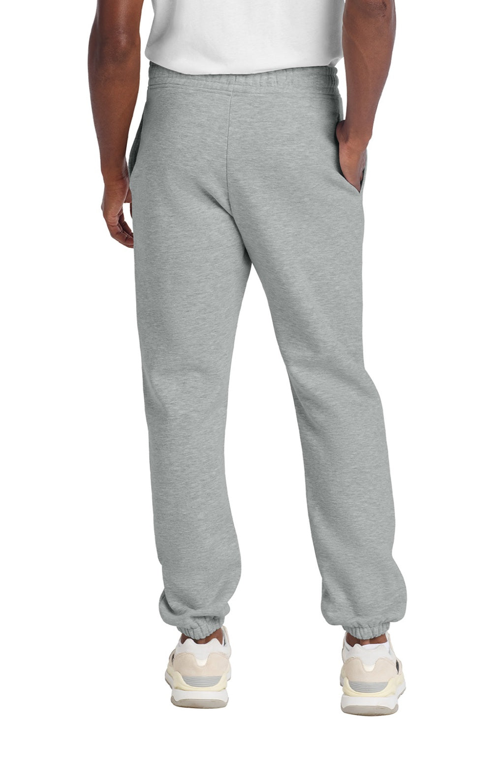 District DT6162 Mens V.I.T. Fleece Sweatpants w/ Pockets Heather Light Grey Model Back