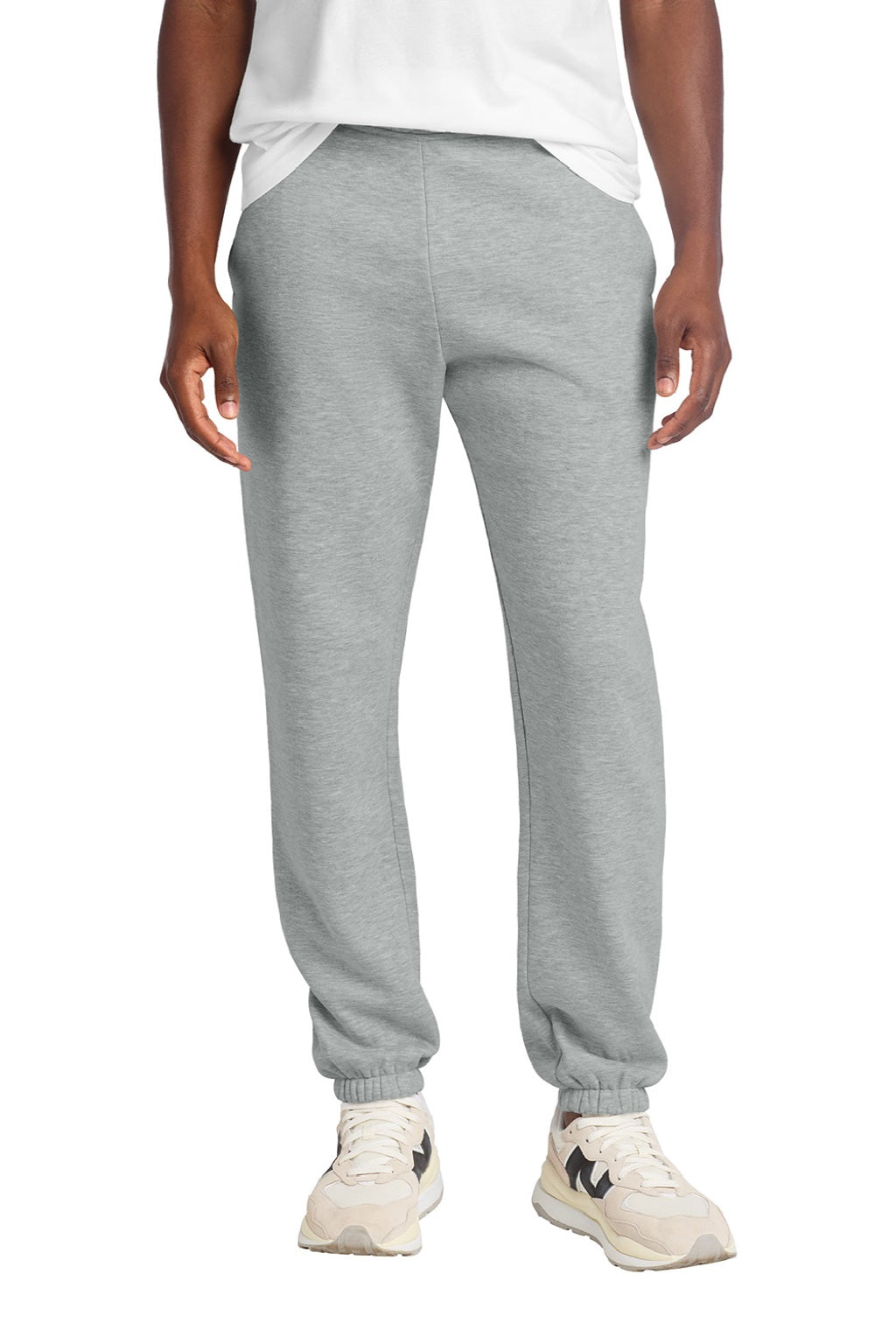 District DT6162 Mens V.I.T. Fleece Sweatpants w/ Pockets Heather Light Grey Model Front