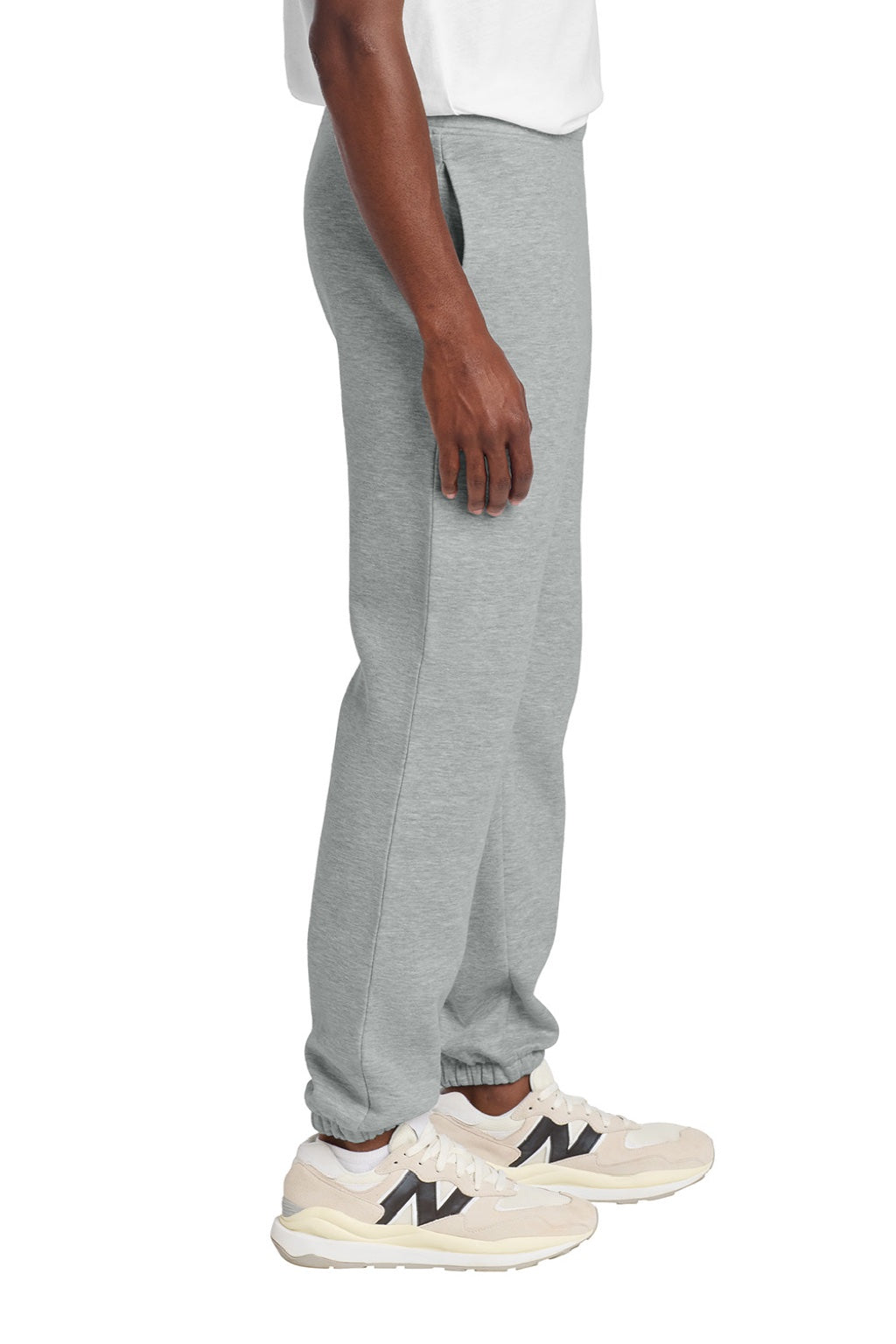 District DT6162 Mens V.I.T. Fleece Sweatpants w/ Pockets Heather Light Grey Model Side