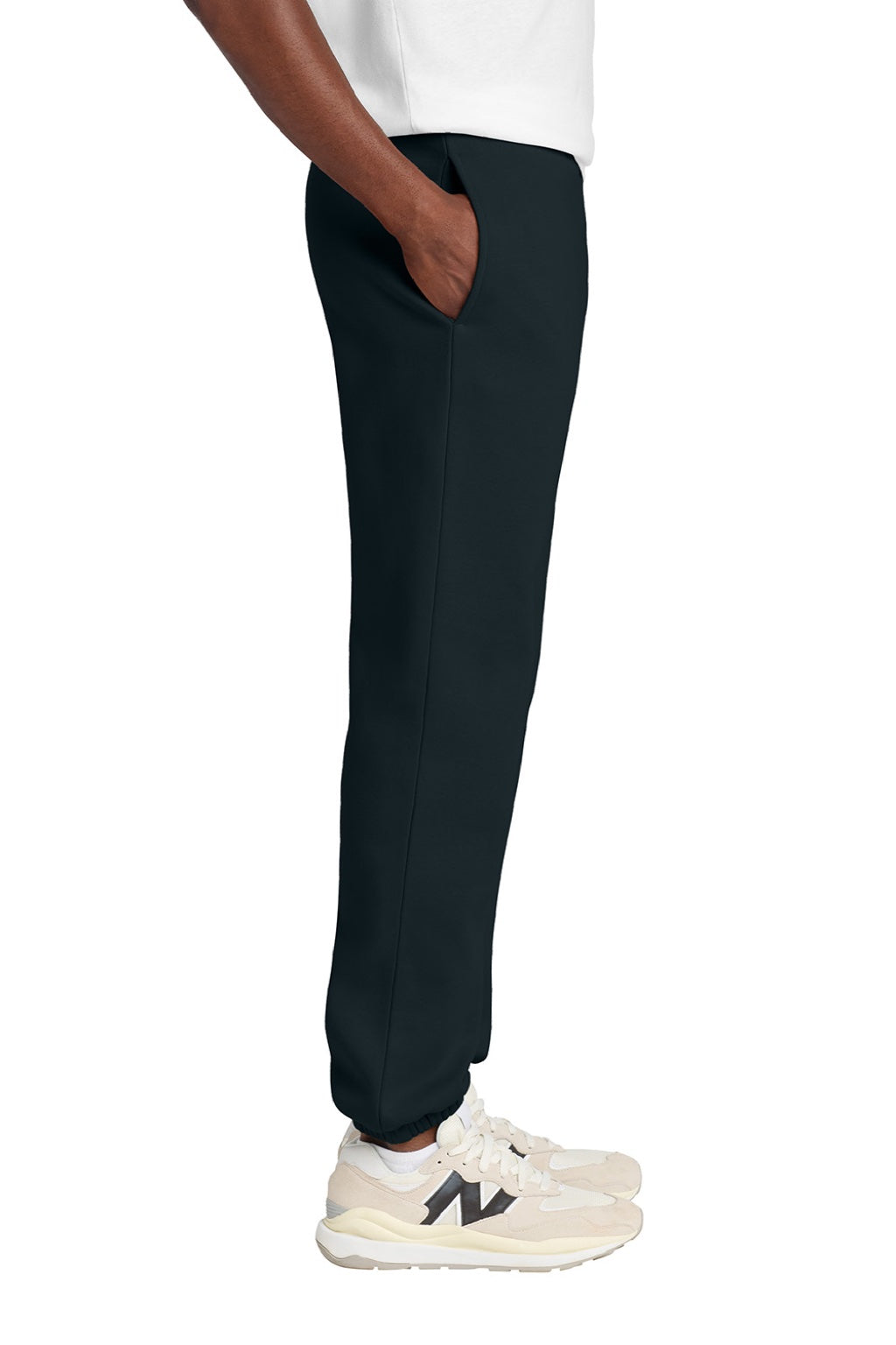 District DT6162 Mens V.I.T. Fleece Sweatpants w/ Pockets Navy Blue Model Side