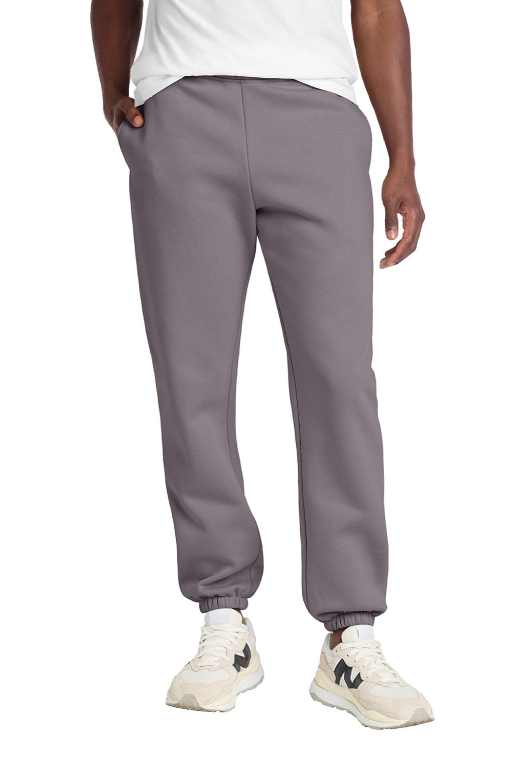 District DT6162 Mens V.I.T. Fleece Sweatpants w/ Pockets Smoky Amethyst Purple Model Front