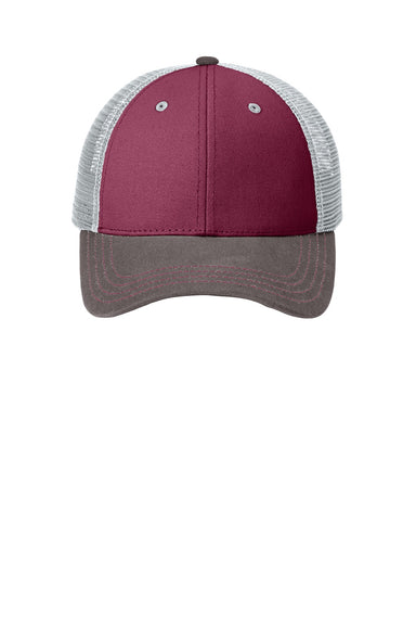 District Hats DT616 Mens Adjustable Hat Maroon/Charcoal Grey Flat Front