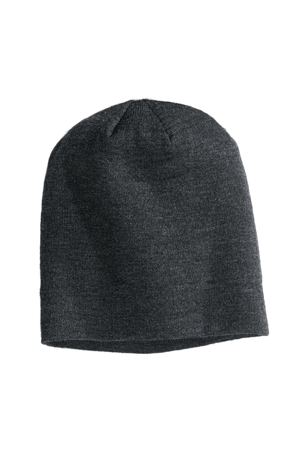 District Hats DT618 Unisex Slouch Beanie Heather Charcoal Grey Flat Front