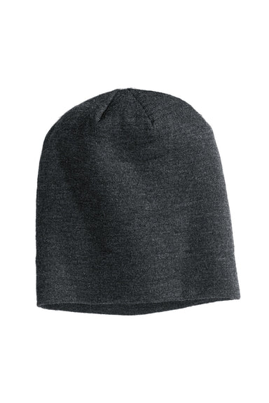 District Hats DT618 Unisex Slouch Beanie Heather Charcoal Grey Flat Front