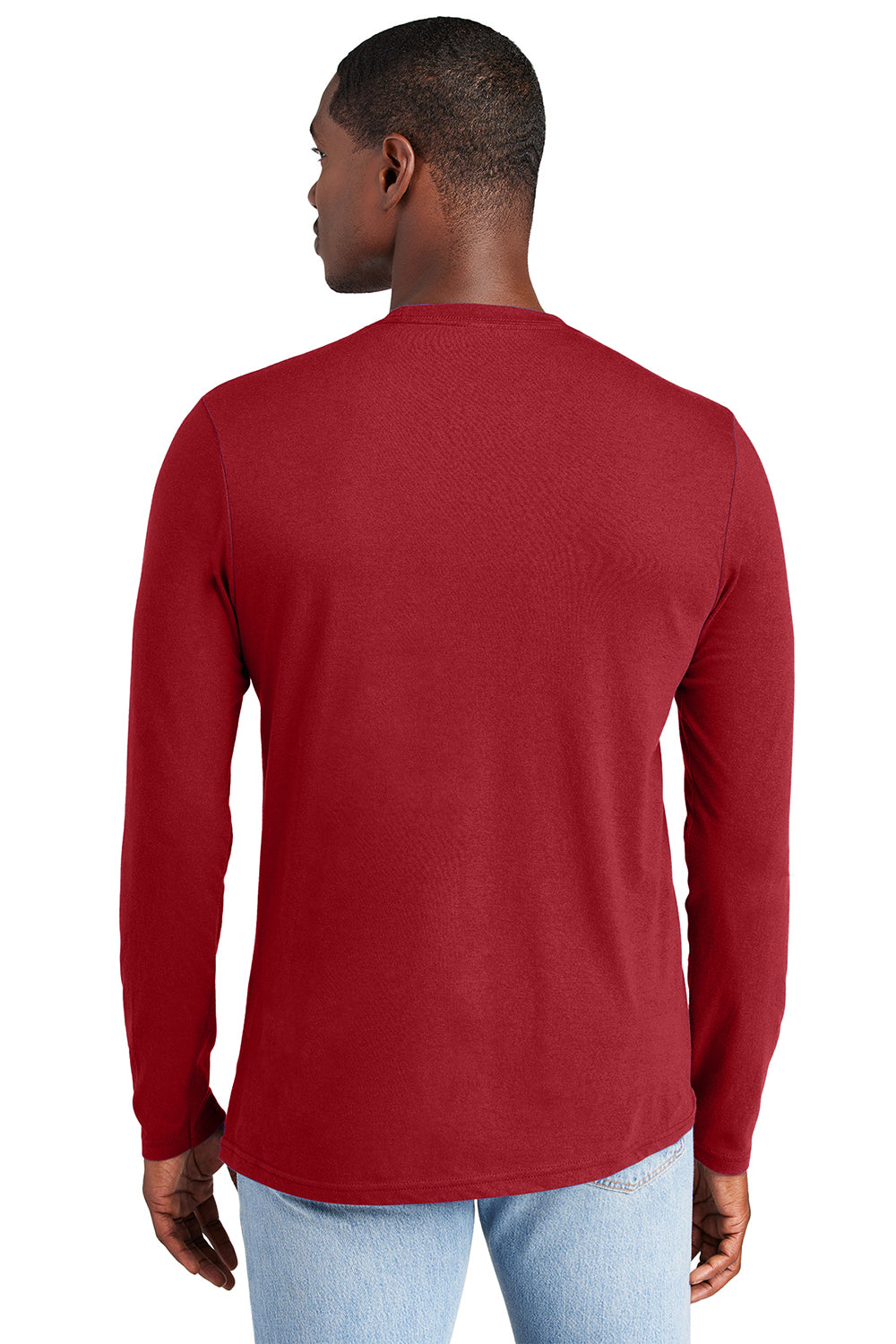 District DT6200 Mens Very Important Long Sleeve Crewneck T-Shirt Classic Red Model Back