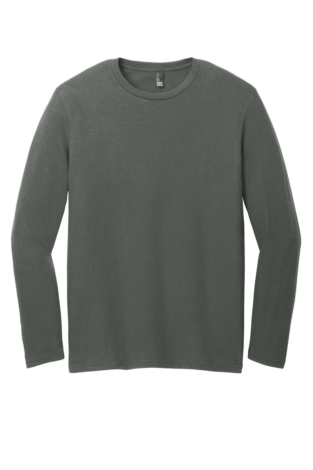 District DT6200 Mens Very Important Long Sleeve Crewneck T-Shirt Deepest Grey Flat Front
