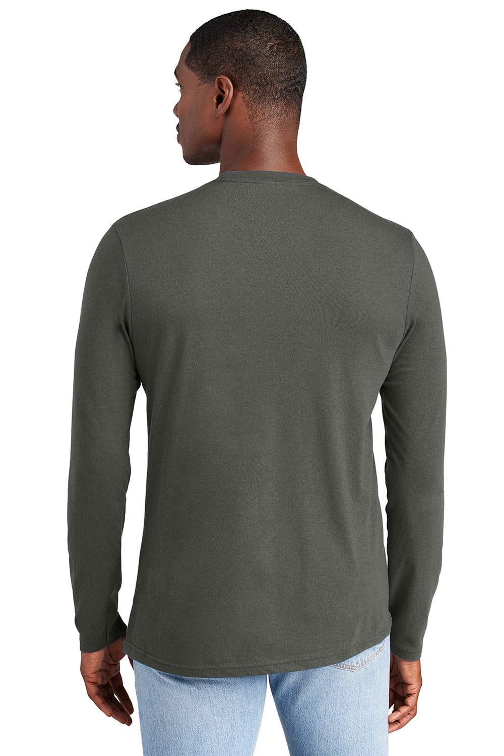 District DT6200 Mens Very Important Long Sleeve Crewneck T-Shirt Deepest Grey Model Back