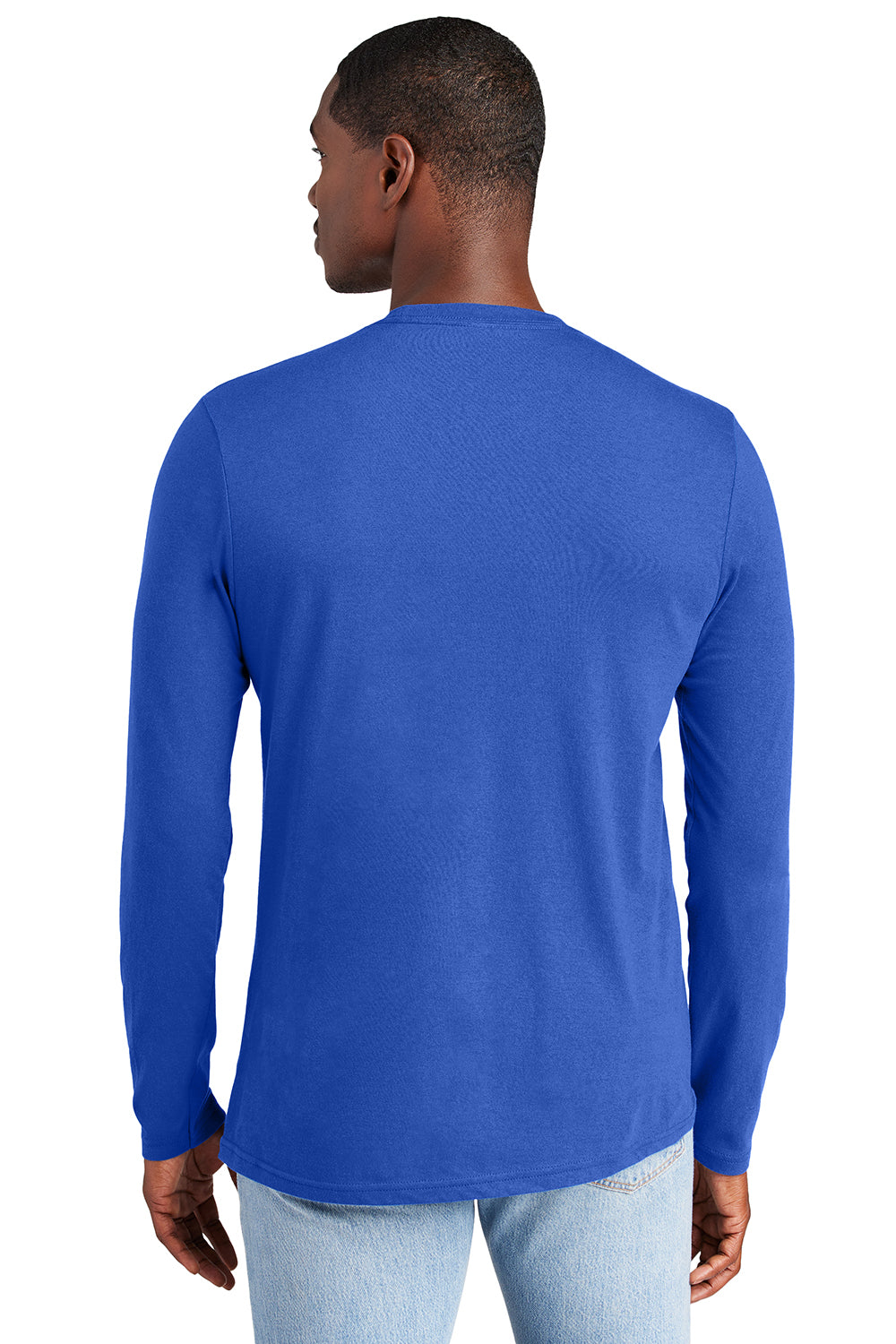 District DT6200 Mens Very Important Long Sleeve Crewneck T-Shirt Deep Royal Blue Model Back