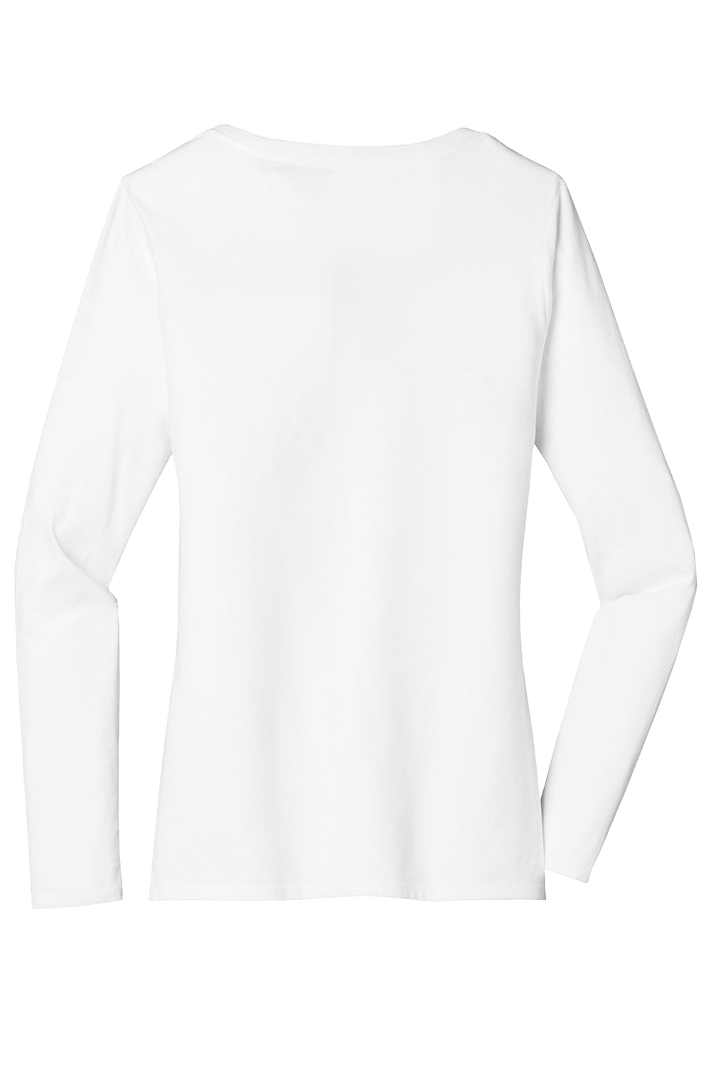 District DT6201 Womens Very Important Long Sleeve V-Neck T-Shirts White Flat Back