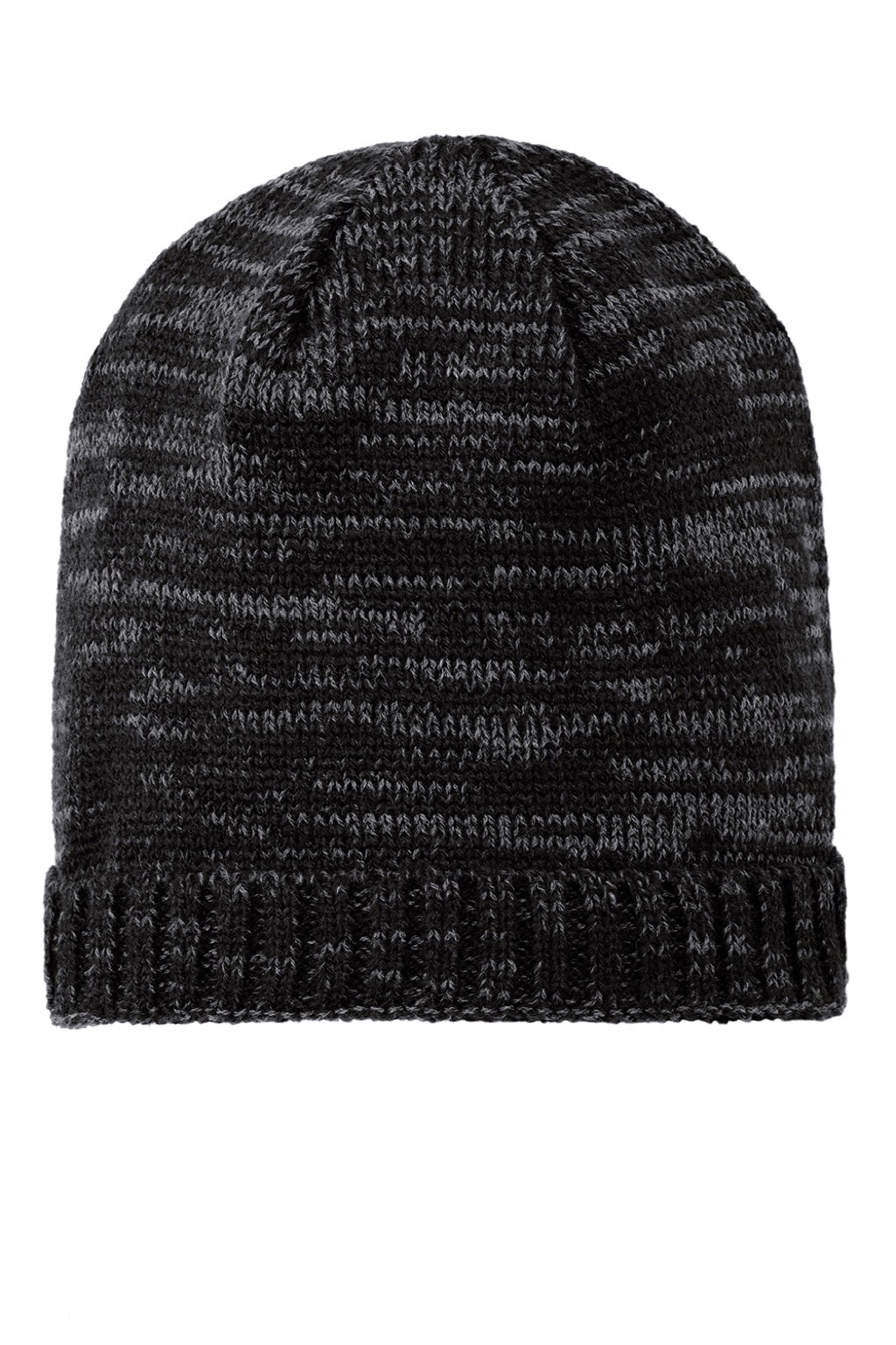 District Hats DT620 Unisex Space Dyed Beanie Black/Charcoal Grey Flat Front