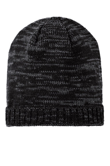 District Hats DT620 Unisex Space Dyed Beanie Black/Charcoal Grey Flat Front
