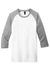 District DT6210 Mens Very Important 3/4 Sleeve Crewneck T-Shirt White/Heather Light Grey Flat Front