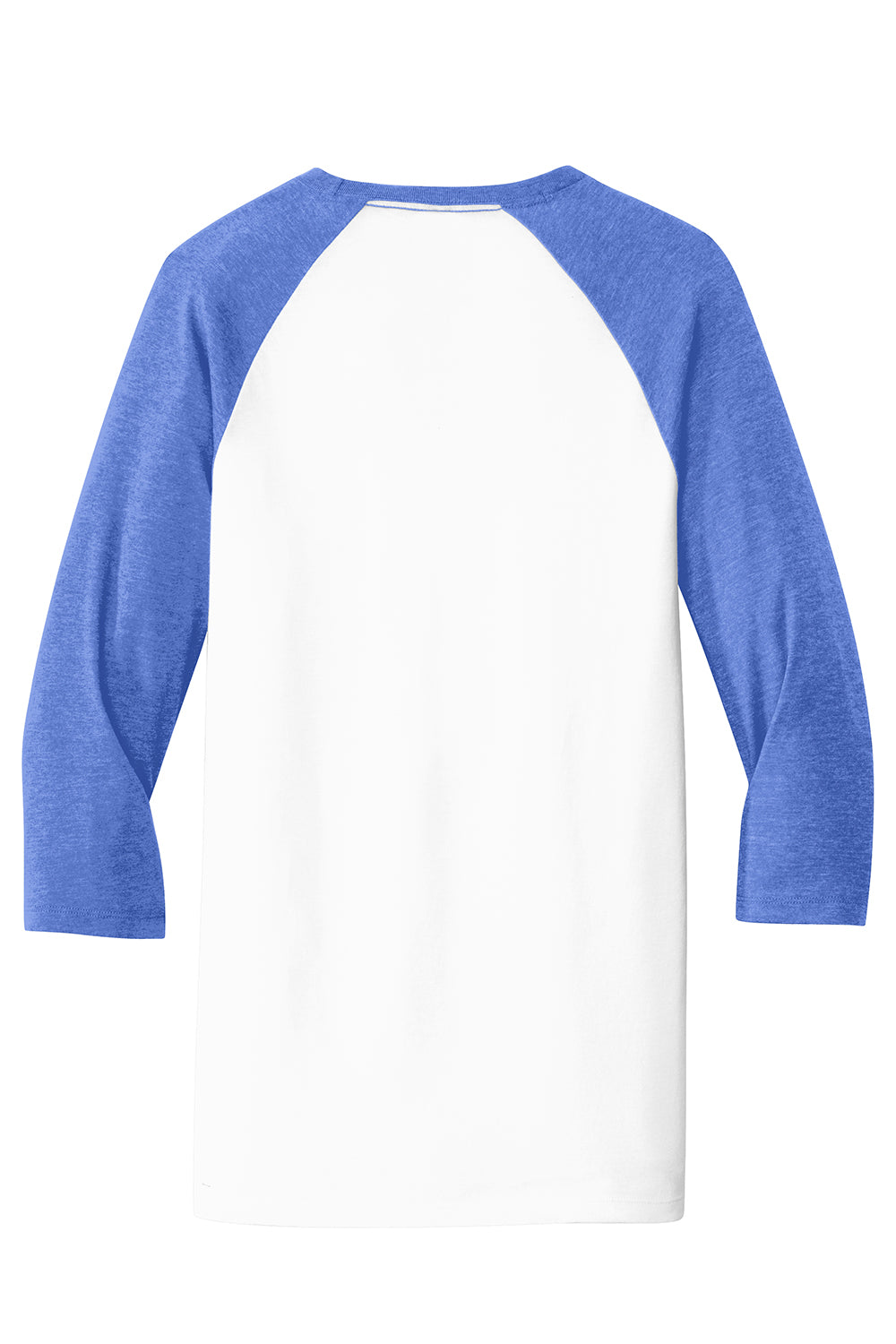 District DT6210 Mens Very Important 3/4 Sleeve Crewneck T-Shirt White/Royal Blue Frost Flat Back