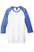District DT6210 Mens Very Important 3/4 Sleeve Crewneck T-Shirt White/Royal Blue Frost Flat Front