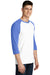 District DT6210 Mens Very Important 3/4 Sleeve Crewneck T-Shirt White/Royal Blue Frost Model 3q