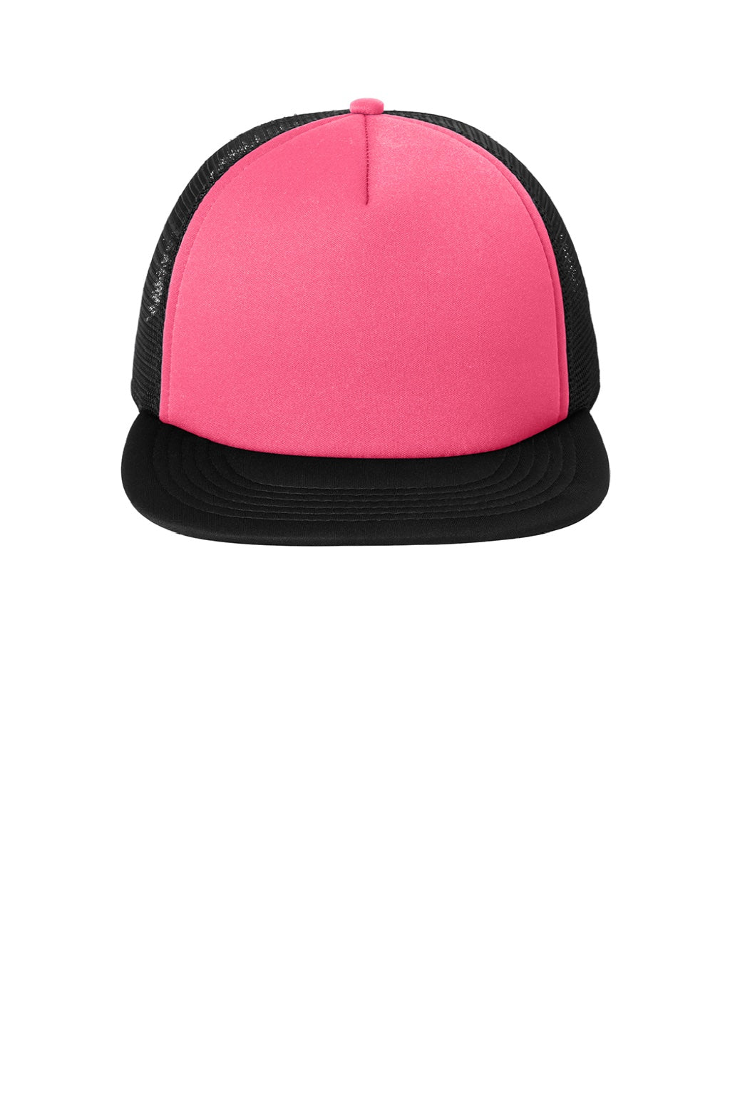 District Hats DT624 Mens Flat Bill Snapback Trucker Hat Neon Pink Flat Front