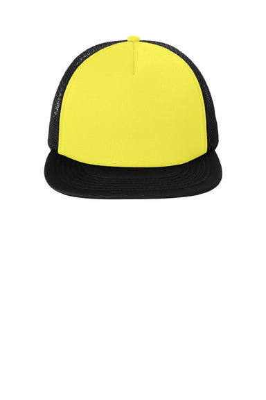 District Hats DT624 Mens Flat Bill Snapback Trucker Hat Neon Yellow Flat Front