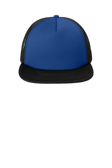 District Hats DT624 Mens Flat Bill Snapback Trucker Hat Royal Blue Flat Front