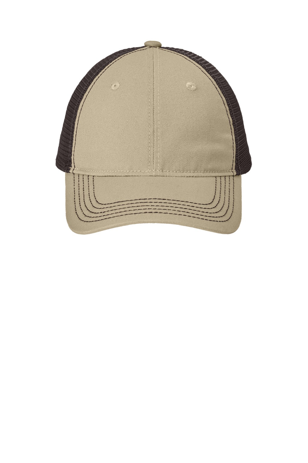 District Hats DT630 Mens Adjustable Hat Khaki Brown/Chocolate Brown Flat Front