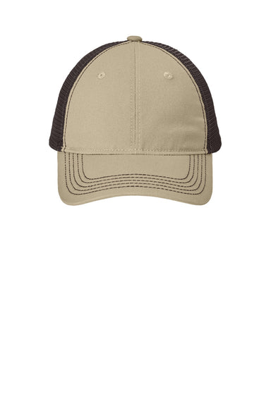 District Hats DT630 Mens Adjustable Hat Khaki Brown/Chocolate Brown Flat Front