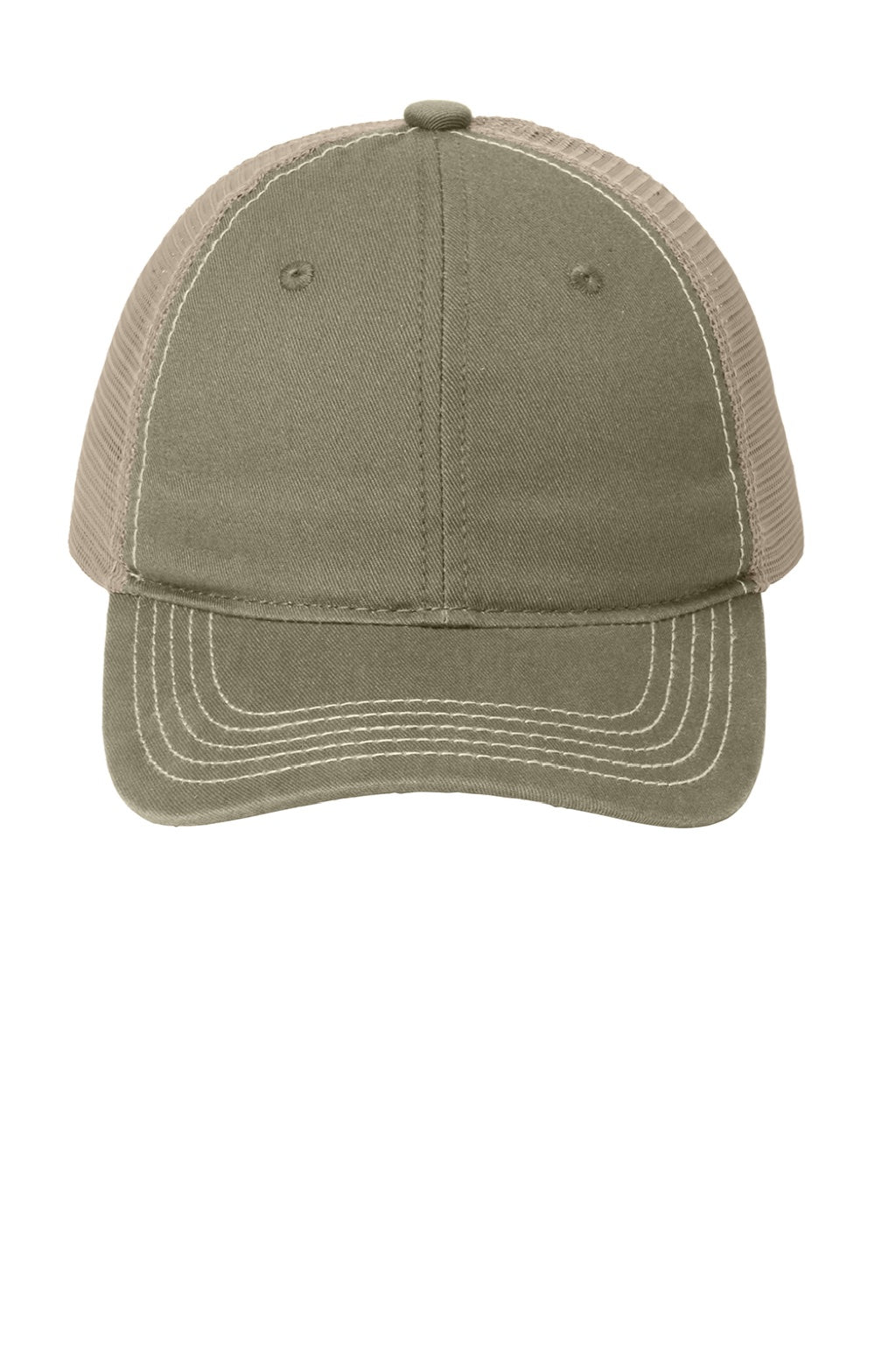 District Hats DT630 Mens Adjustable Hat Olive Green/Khaki Brown Flat Front