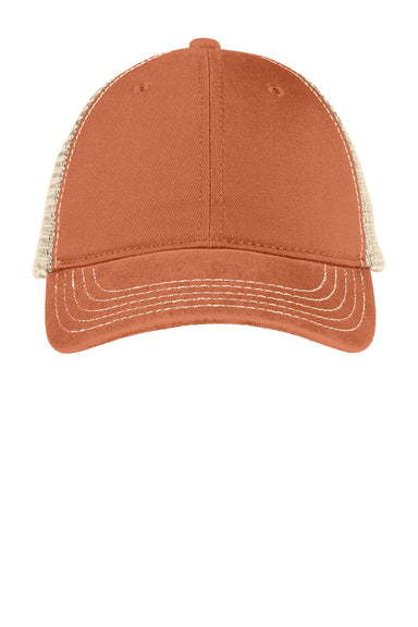 District Hats DT630 Mens Adjustable Hat Burnt Orange/Stone Flat Front