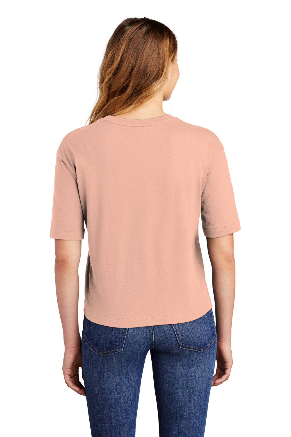 District DT6402 Womens Very Important Boxy Short Sleeve Crewneck T-Shirt Dusty Peach Model Back