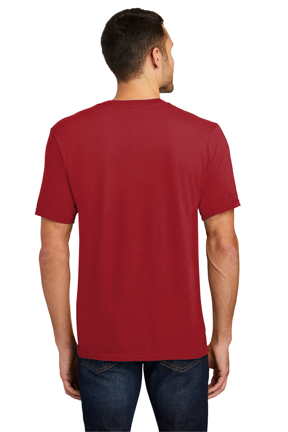 District DT6500 Mens Very Important Short Sleeve V-Neck T-Shirt Classic Red Model Back