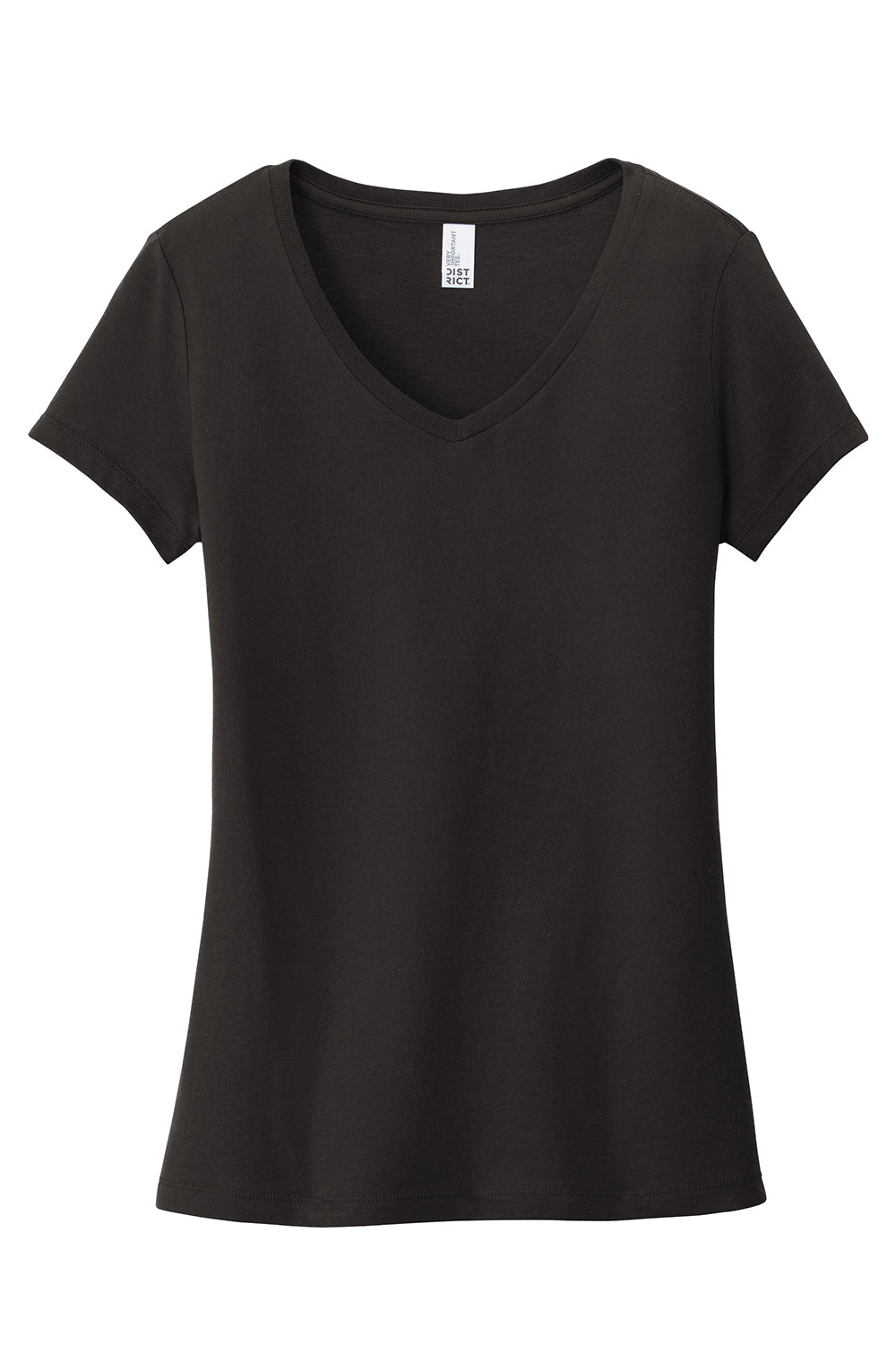 District DT6503 Womens Very Important Short Sleeve V-Neck T-Shirt Black Flat Front