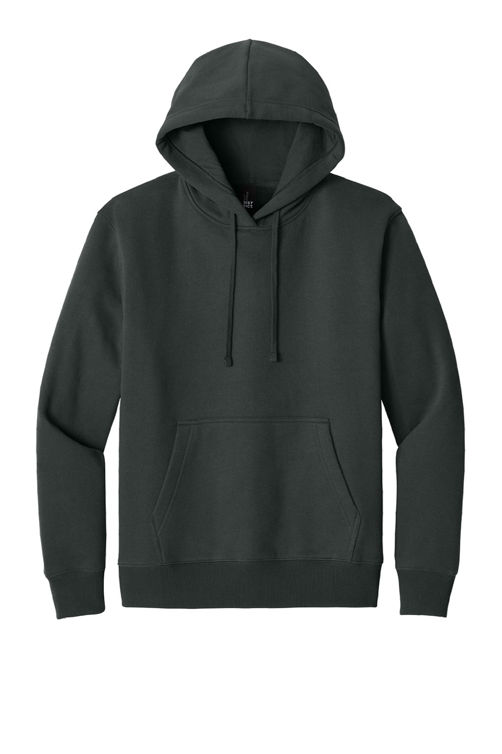 District DT6600 Mens V.I.T. Heavyweight Fleece Hooded Sweatshirt Hoodie w/ Pouch Pocket Charcoal Grey Flat Front