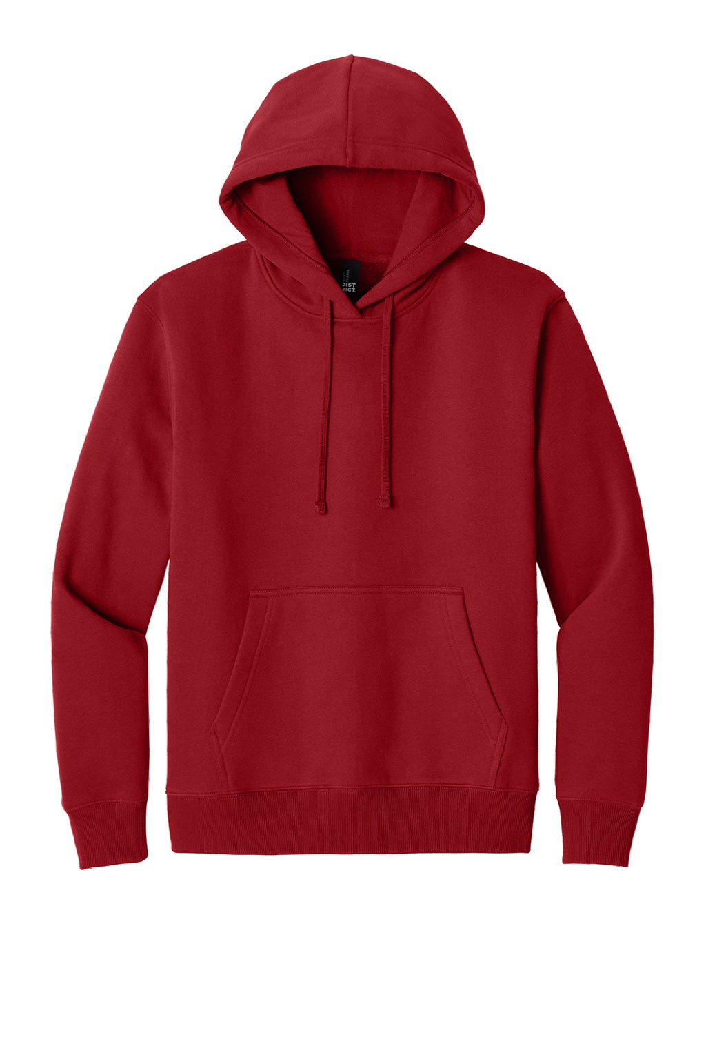 District DT6600 Mens V.I.T. Heavyweight Fleece Hooded Sweatshirt Hoodie w/ Pouch Pocket Classic Red Flat Front