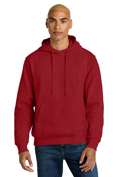 District DT6600 Mens V.I.T. Heavyweight Fleece Hooded Sweatshirt Hoodie w/ Pouch Pocket Classic Red Model Front